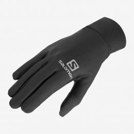 salomon AGILE WARM damen und herren Handschuh schwarz mit weißem logo
