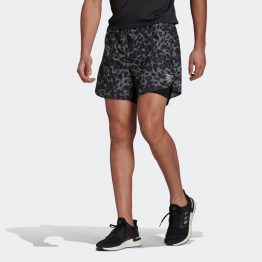 Adidas Fast Two-in-One Primeblue Graphic Shorts herren grau gemustert