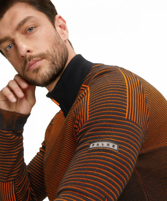 Falke Zip Jacke Laufjacke Herren Schwarz orange Seitenansicht