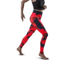 CEP Camocloud Tights Women rot gemustert seitlich