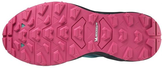 Mizuno Daichi 7 Women gelände laufschuh moroccan blue pink peacock michelin schuhsohle mit profil