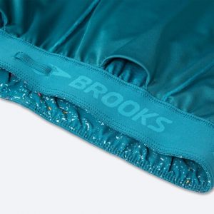 Brooks Chaser 5" 2-in-1 Short, Damen Laufhose, lagoon speckle print, lagoon, schlüsseltasche