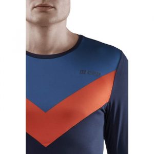 CEP Chevron Shirt Long Sleeve herren peacoat, blue detail logo vorne