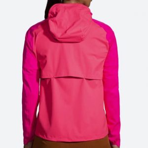 Brooks High Point Waterproof Jacket, Damen Laufjacke, hyper pink/ fuchsia, hinten