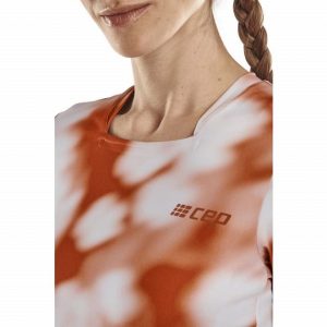CEP Bloom Shirt Short Sleeve, Damen Laufshirt, ginger/ white, logo vorne