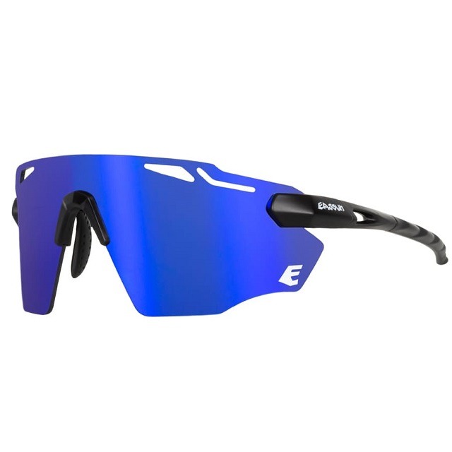 Sportbrille Fartlek matt schwarz, gläser blau revo
