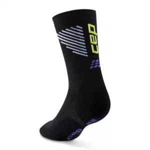 CEP Core Run Edt. Vertical Socks Mid Cut w BlackLime hinten