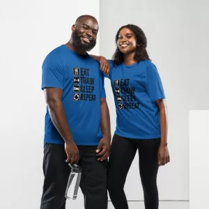 Laufshirt Eat Train Sleep Repeat blue