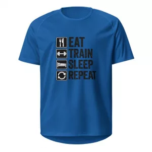 Laufshirt Eat Train Sleep Repeat blue vorne