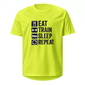 Laufshirt Eat Train Sleep Repeat gelb vorne