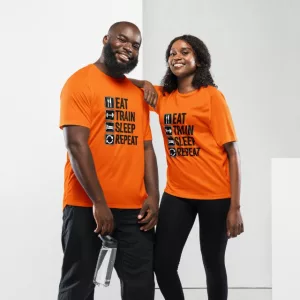 Laufshirt Eat Train Sleep Repeat orange