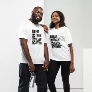 Laufshirt Eat Train Sleep Repeat white
