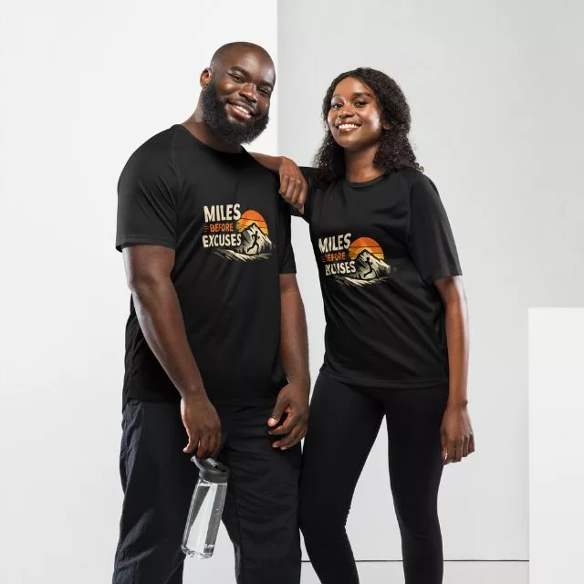 Laufshirt miles before excuses black