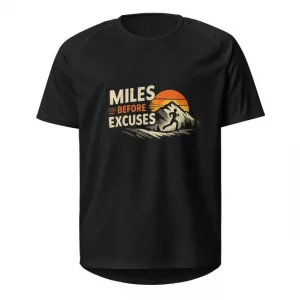 Laufshirt miles before excuses black vorne