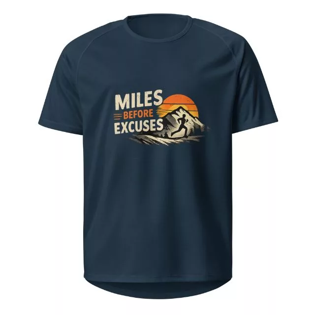Laufshirt miles before excuses dark blue vorne