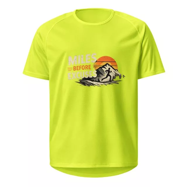 Laufshirt miles before excuses gelb vorne