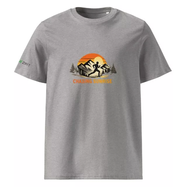 Unisex Premium T-Shirt Chasing Sunrise grau vorne (1)