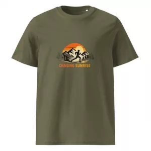 Unisex Premium T-Shirt Chasing Sunrise grün vorne