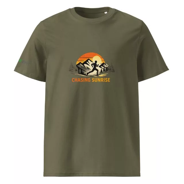 Unisex Premium T-Shirt Chasing Sunrise grün vorne