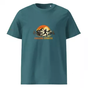 Unisex Premium T-Shirt Chasing Sunrise helles blau vorne