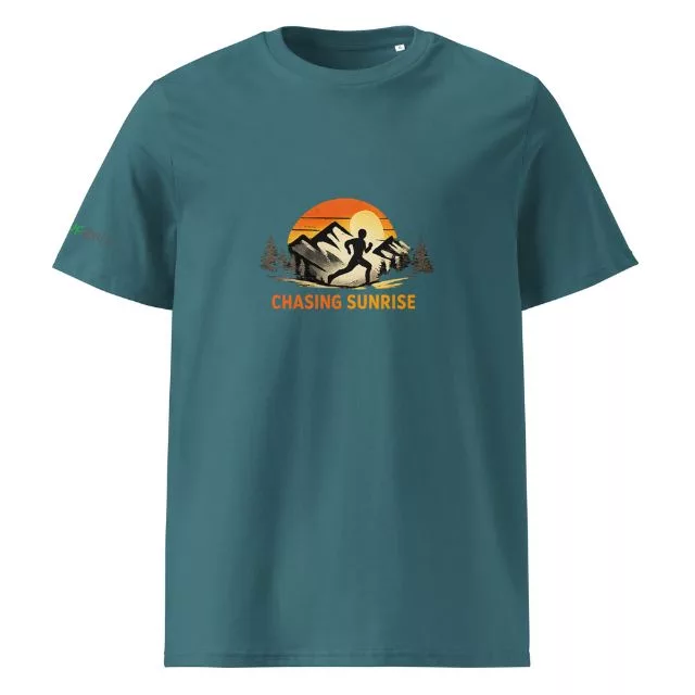 Unisex Premium T-Shirt Chasing Sunrise helles blau vorne