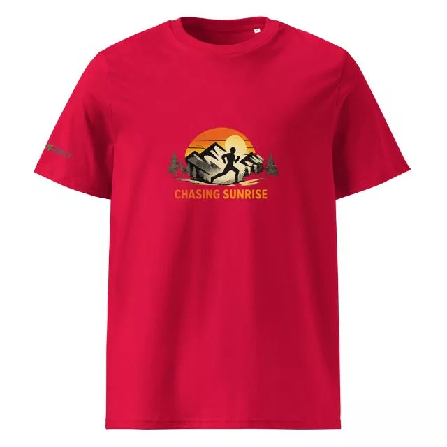 Unisex Premium T-Shirt Chasing Sunrise helles rot vorne