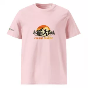 Unisex Premium T-Shirt Chasing Sunrise rosa vorne