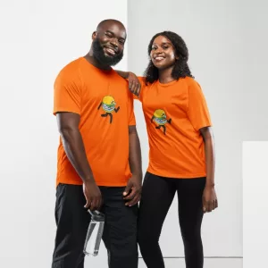 Laufshirt Fischbrötchen Unisex orange vorne (1)