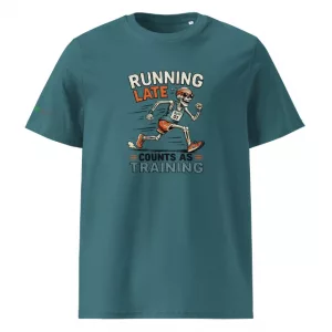 Unisex Premium T-Shirt Running Late Counts as Training blue vorne