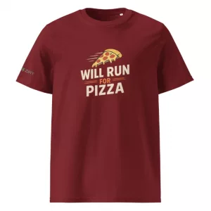 Will Run for Pizza Unisex Premium T-Shirt dark red vorne