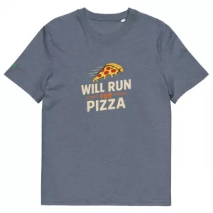 Will Run for Pizza Unisex Premium T-Shirt grey vorne
